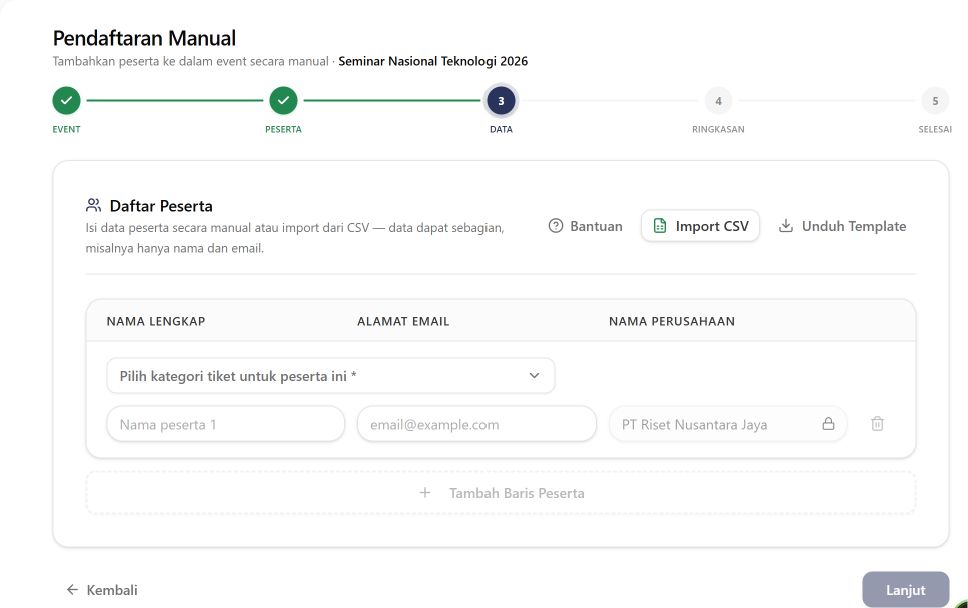Langkah 3: Formulir Data Peserta